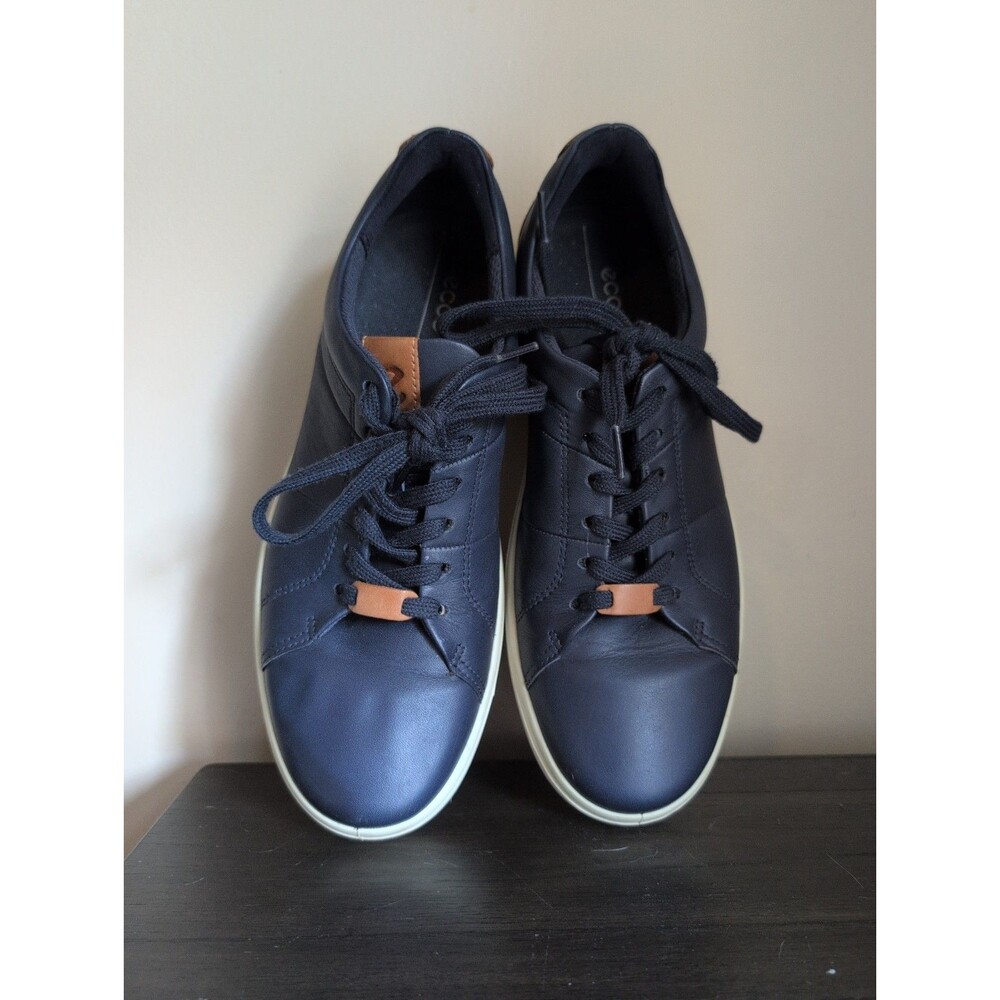 Ecco Men's Soft Classic Leather Lace Up Sneaker Navy Shoes EU 42 Size 8-8.5 US